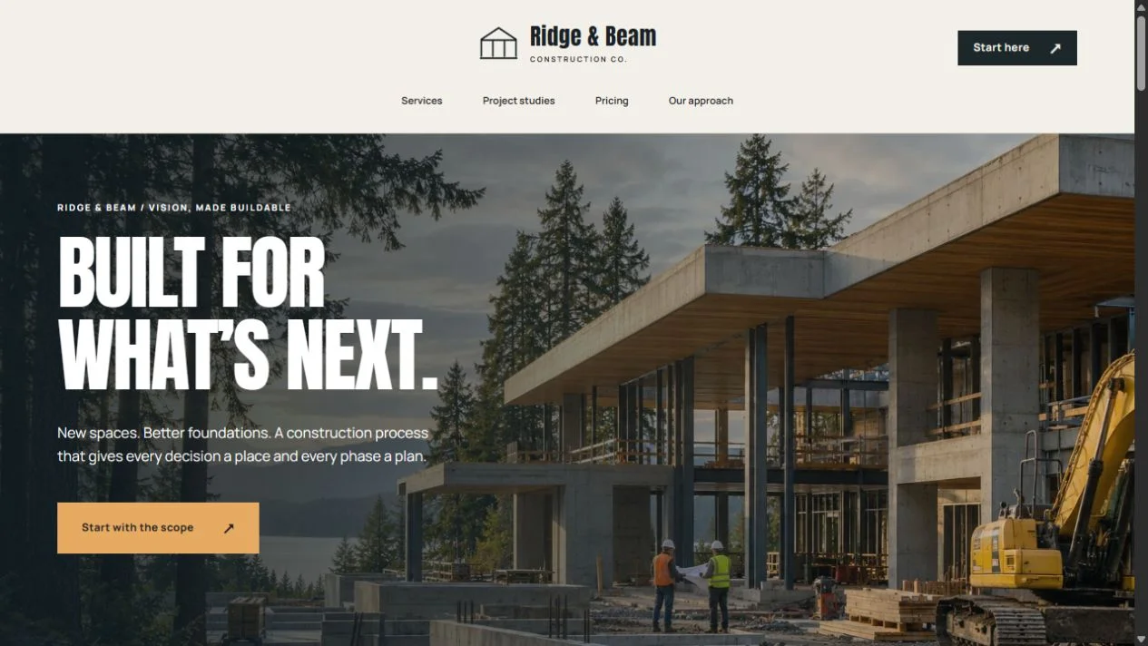 A screenshot of our Ridge & Beam build.