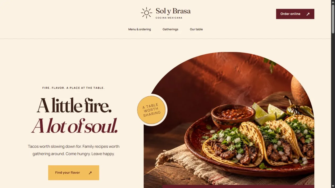 A screenshot of our Sol y Brasa build.